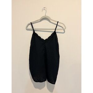 Black Cami Camisole Large Lace Detail 90s Witchy Whimsygoth Grunge Fairy Gothic